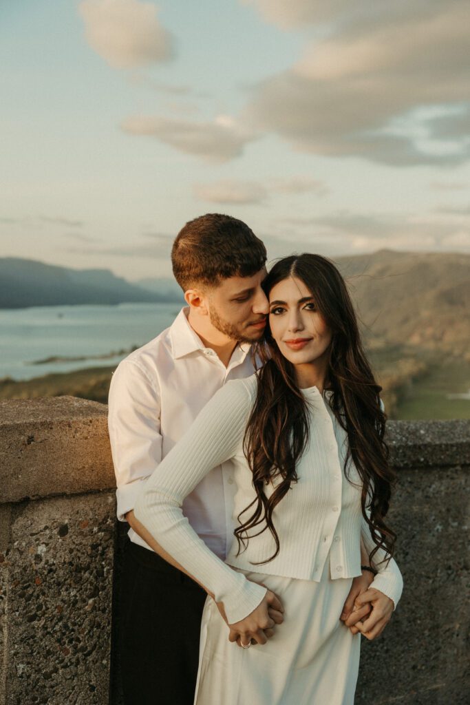 Newly engaged couple photos outside of Portland Oregon in the Columbia River Gorge