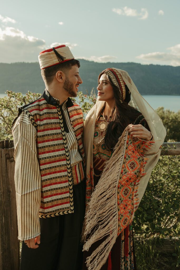 Outdoor engagement photos for Palestinian and Syrian couple during sunset in the Columbia River Gorge Oregon